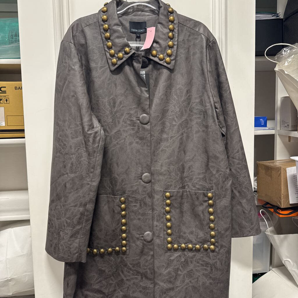 Grey Faux Leather Studded Jacket (NWT 545)
