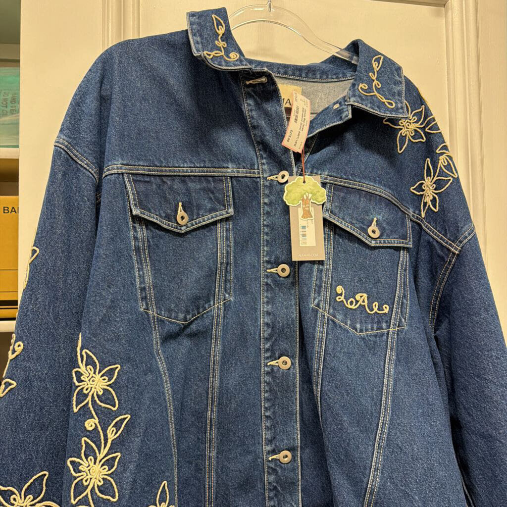 Blue Denim Embroidered Jacket (NWT)