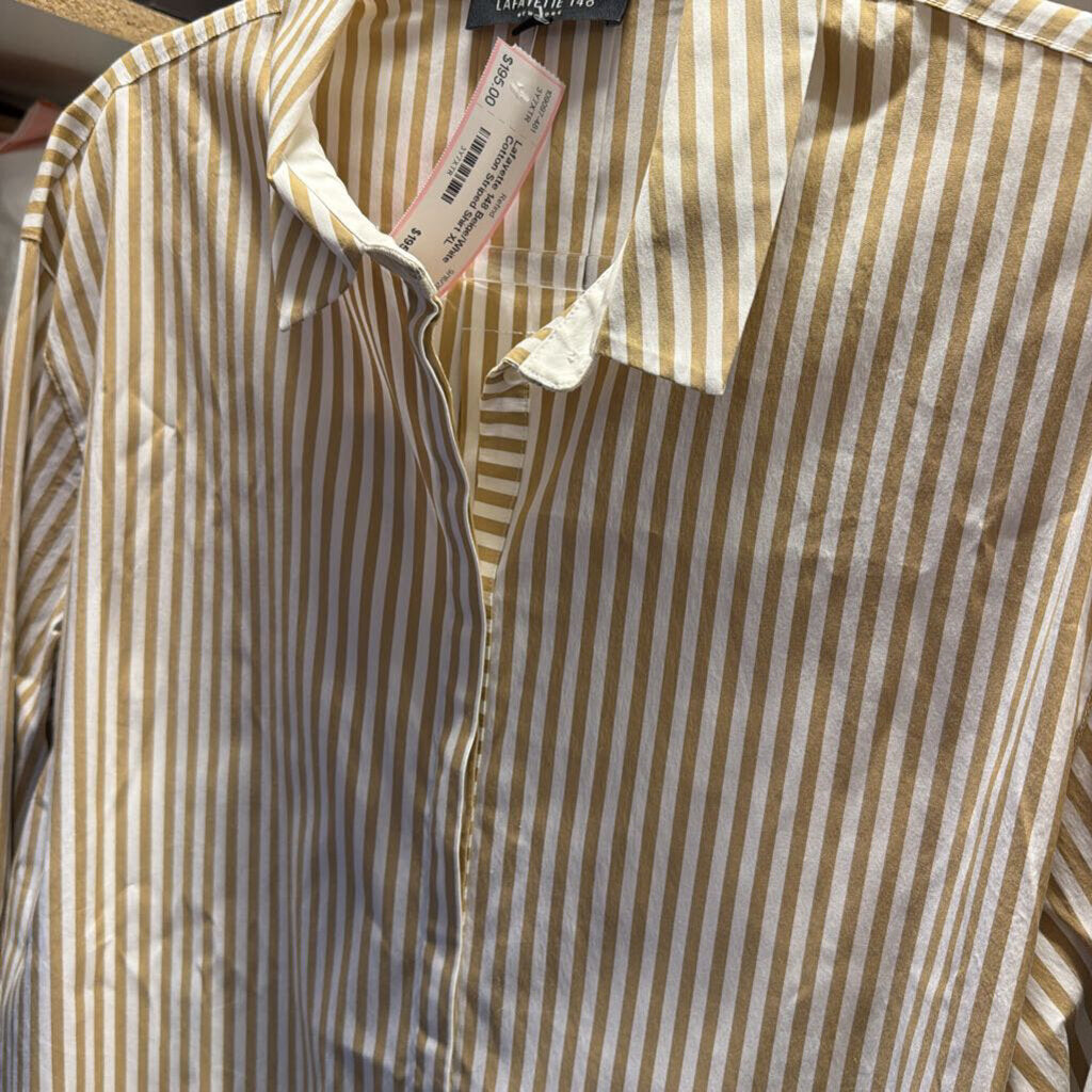 Beige/White Cotton Striped Shirt
