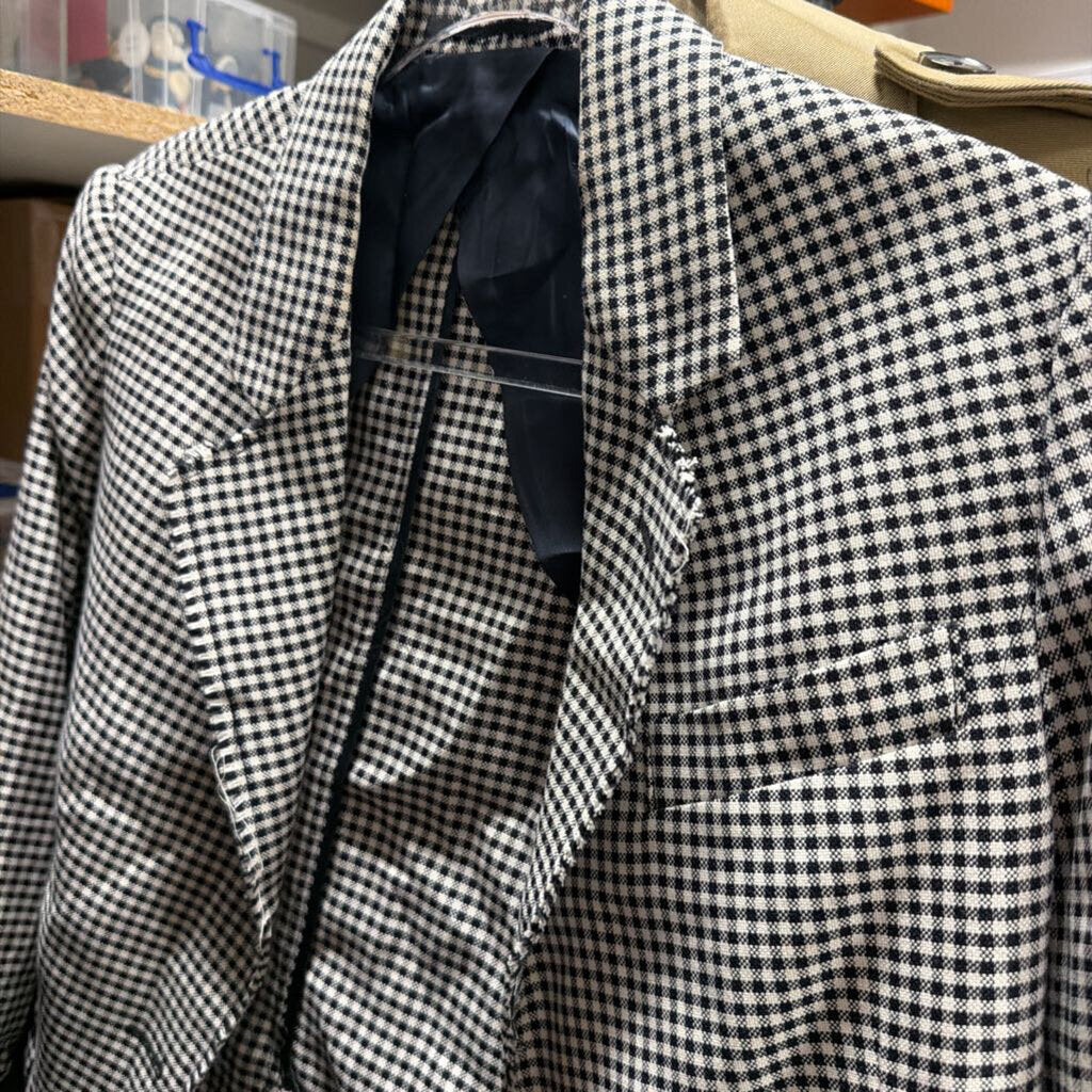White/Navy Gingham Wool/Cotton Blazer