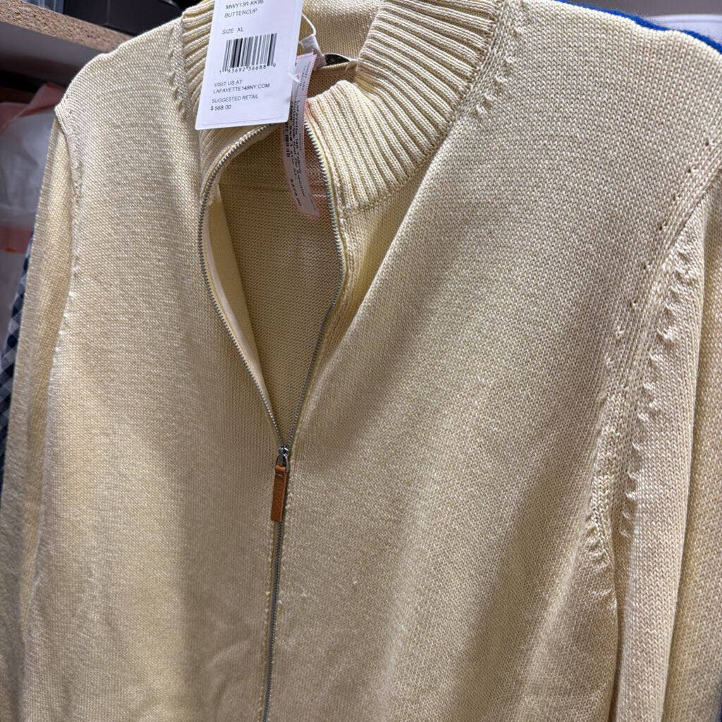 Yellow Cotton/Silk Knit Zip Sweater (NWT 568)