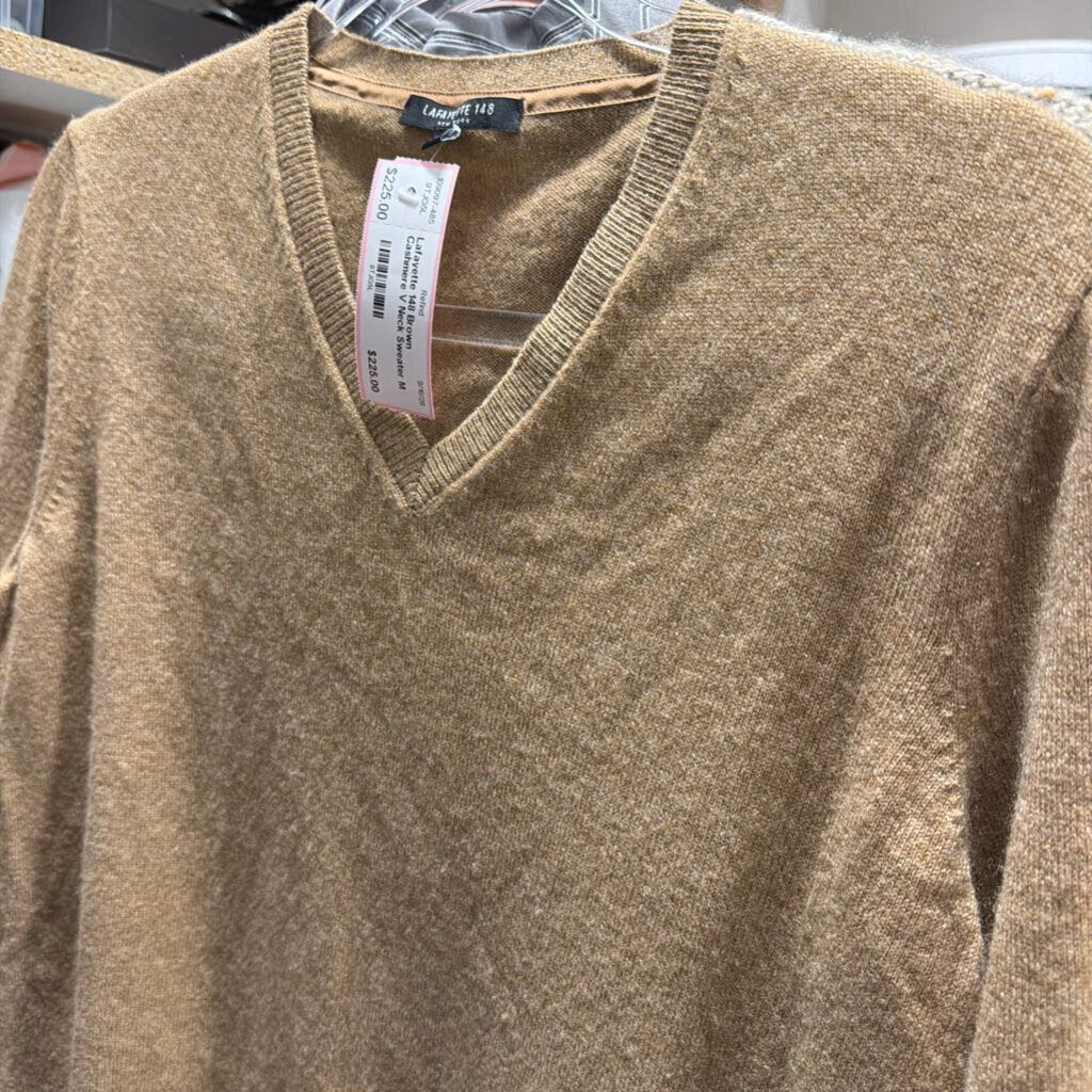 Brown Cashmere V Neck Sweater