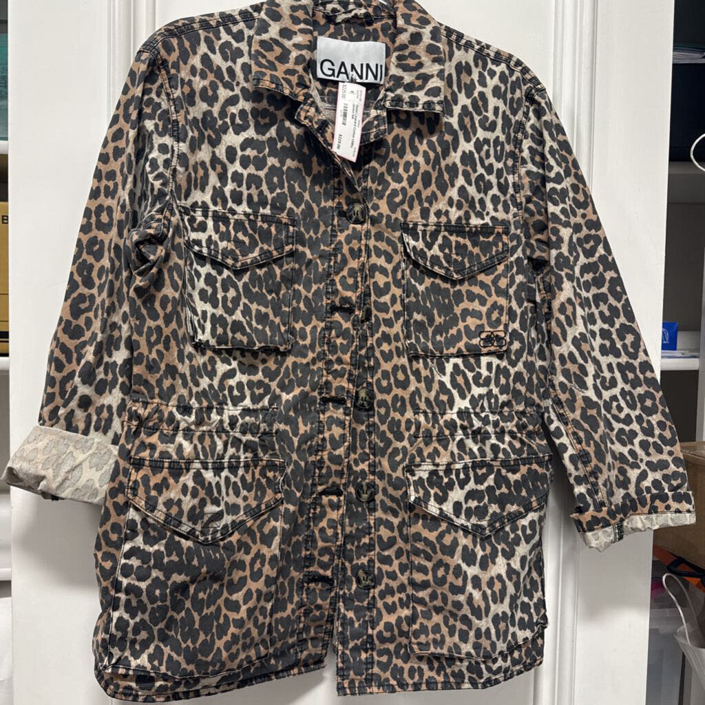 Leopard Cotton Utility Jacket