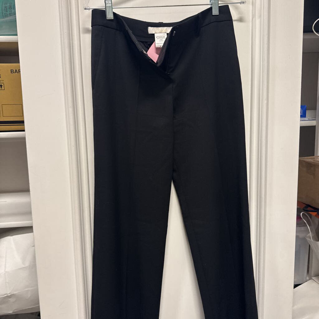 Black Wool Wide Leg Trousers