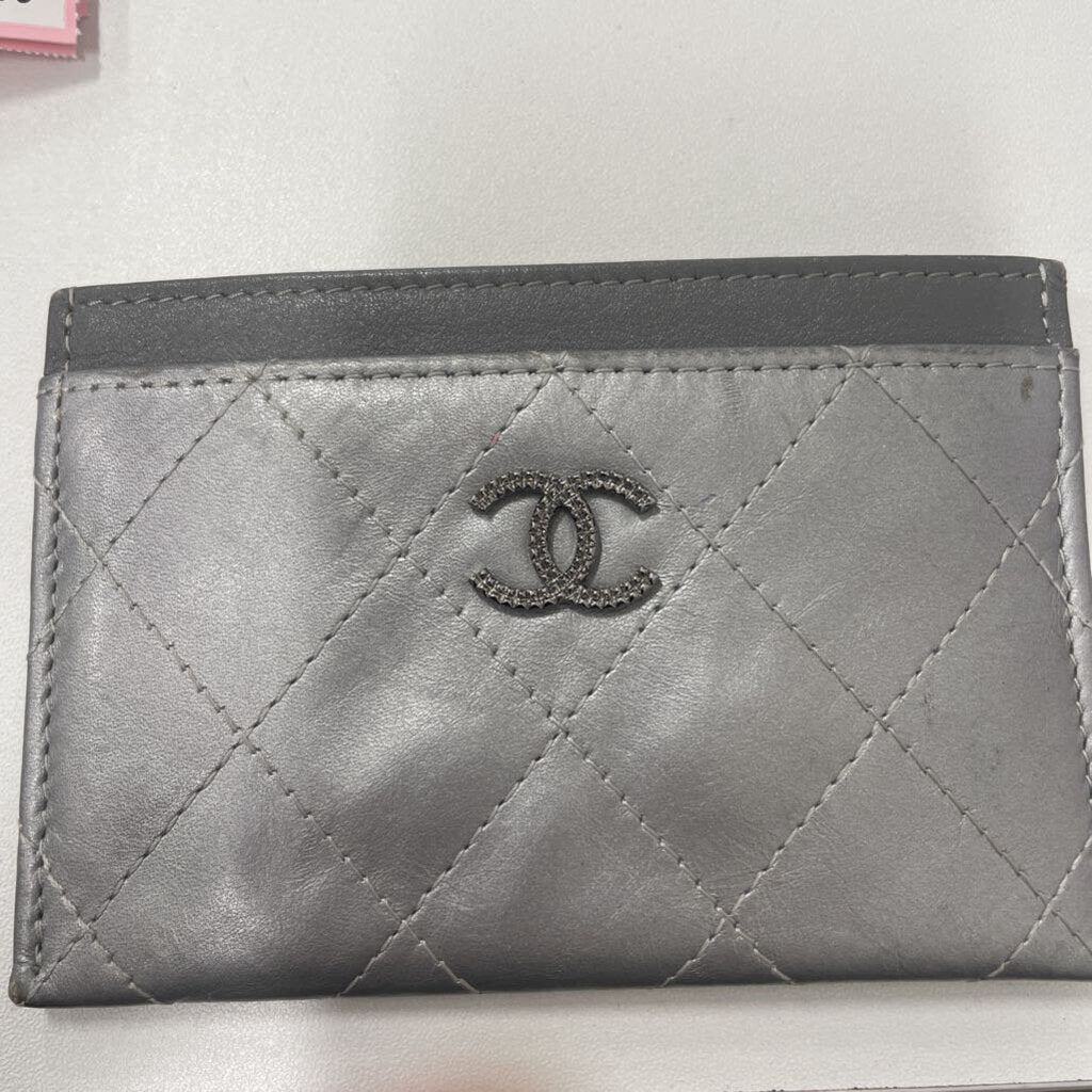 Grey Leather Card Holder