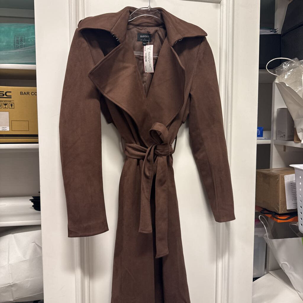 Brown Faux Suede Trench Coat