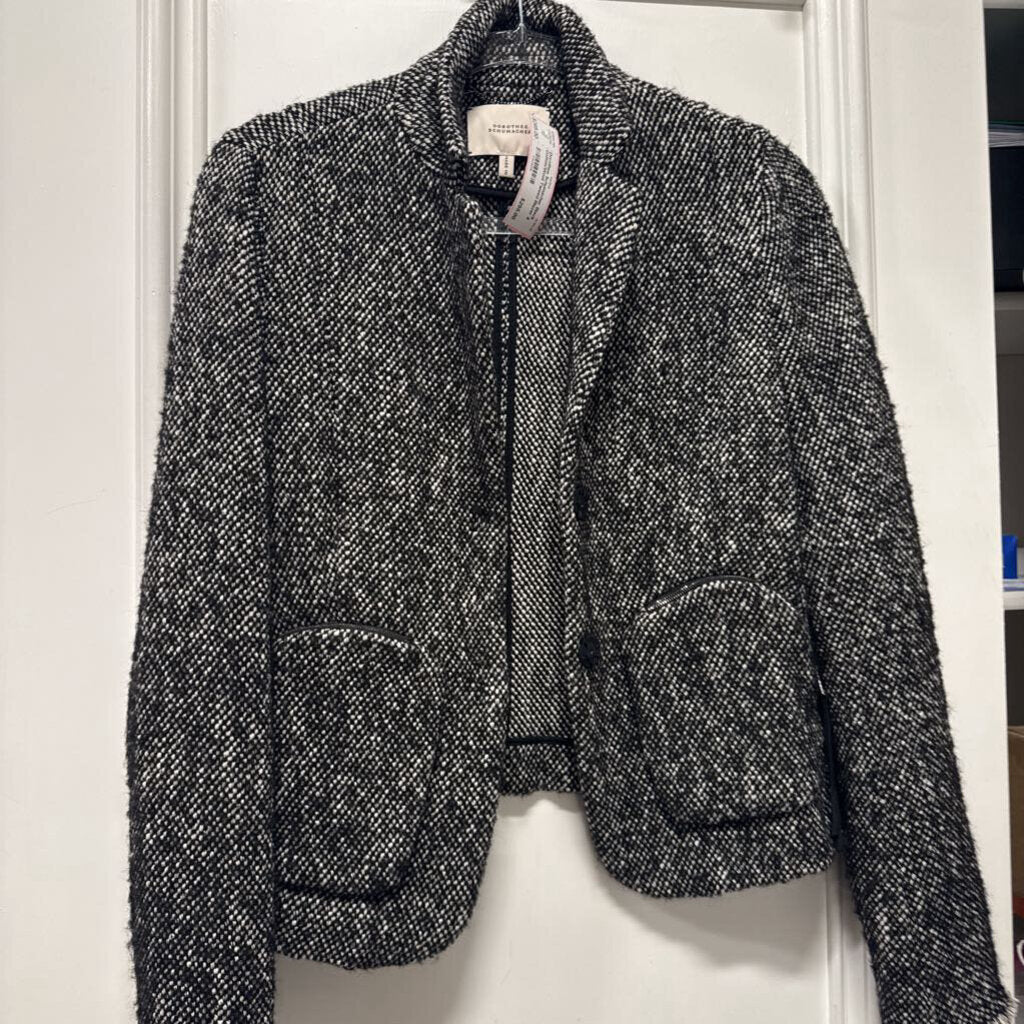 Black Cotton/Wool Tweed Blazer