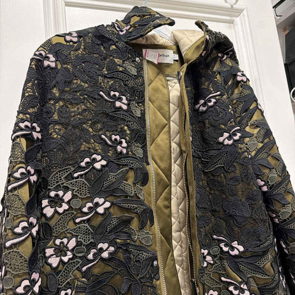 Green Lace Floral Coat