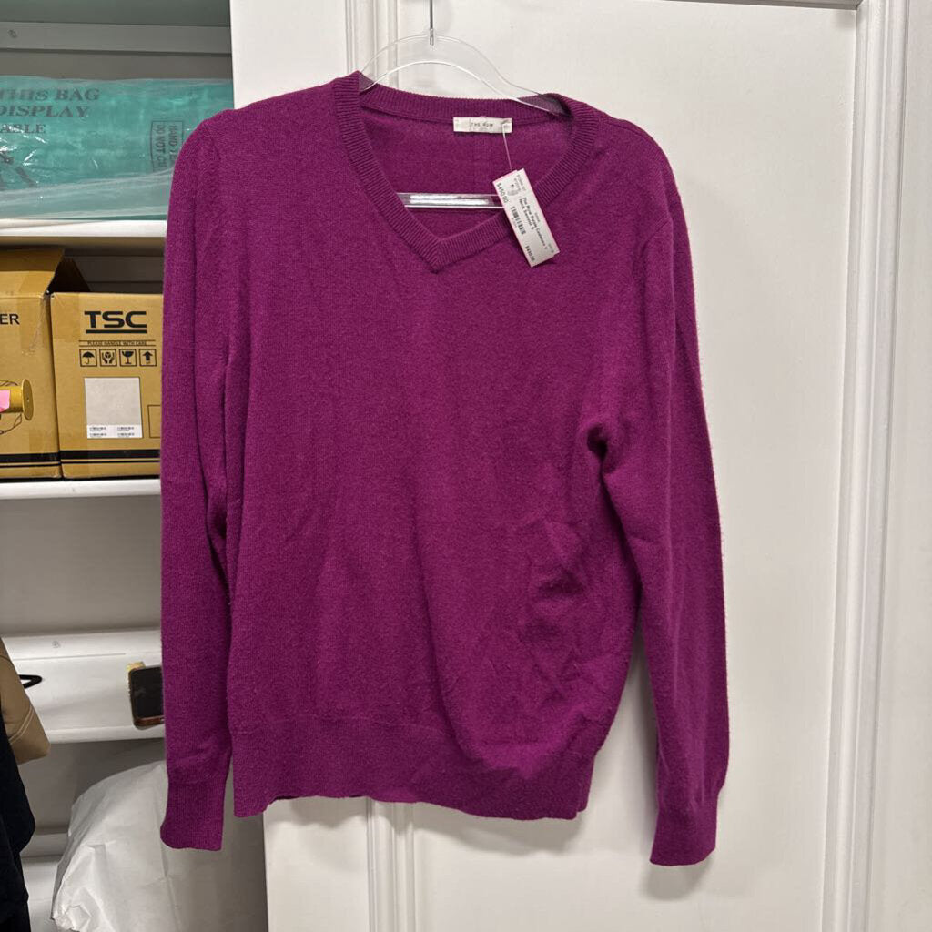 Purple Cashmere V Neck Sweater