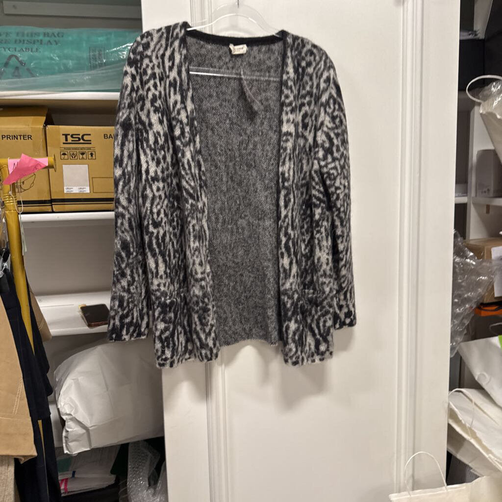 2015 Gray/Black Leopard Print Mohair Cardigan