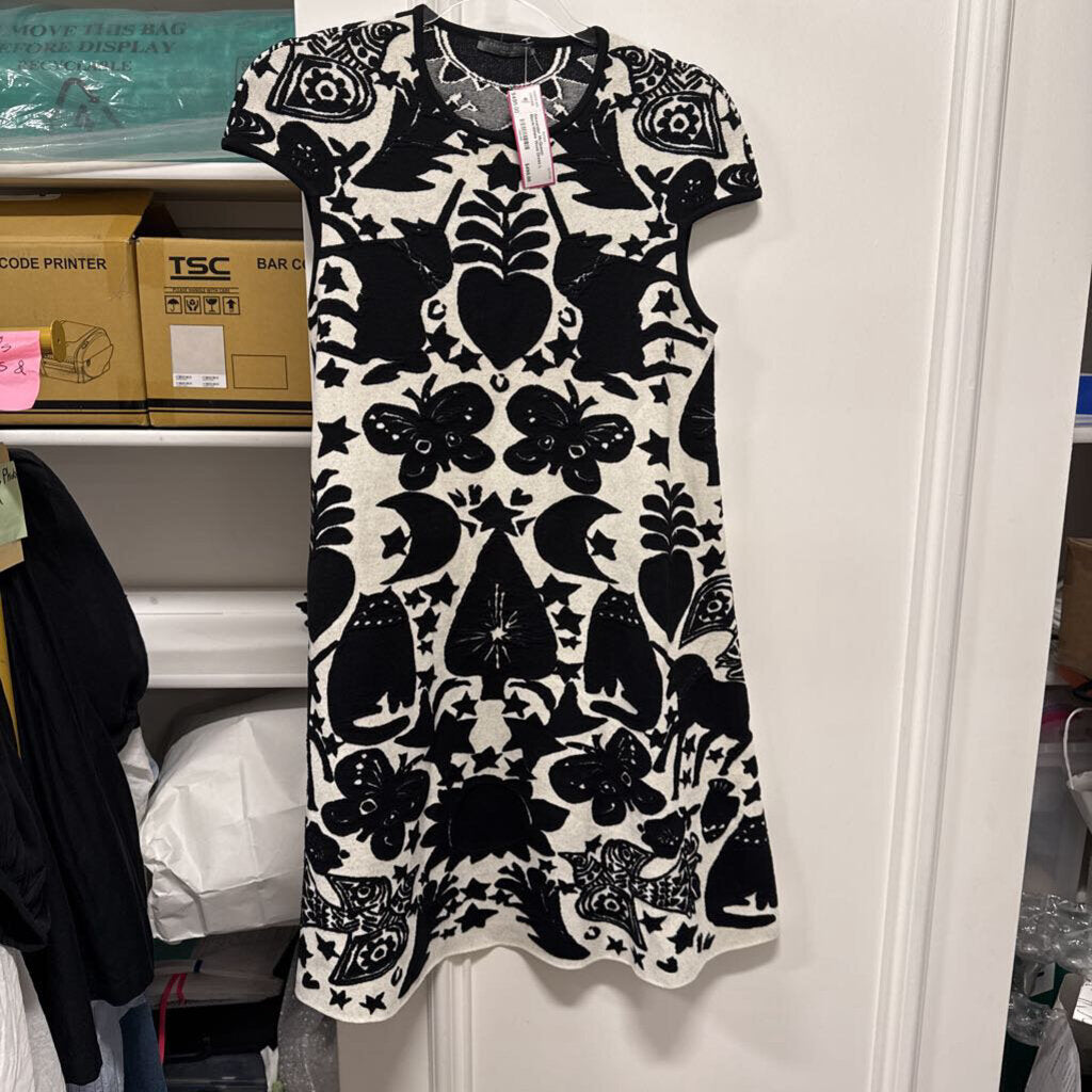 Black/White Wool Dress