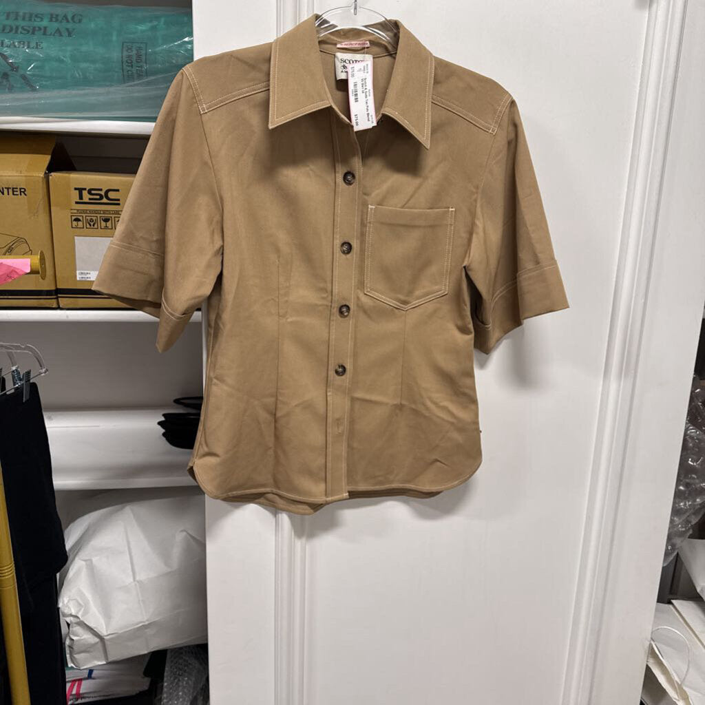 Tan Poly Blend SS Shirt