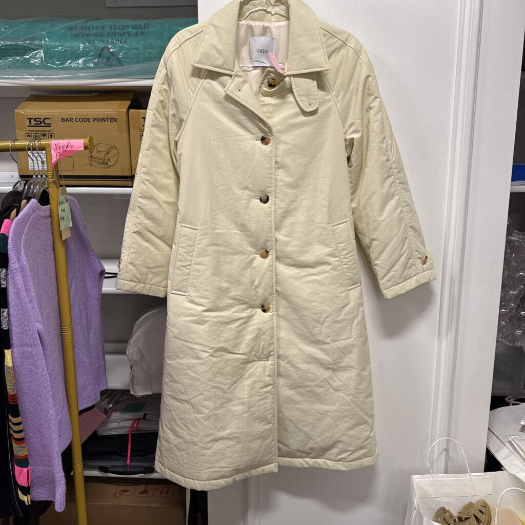 Cream Cotton/Poly Belted Coat