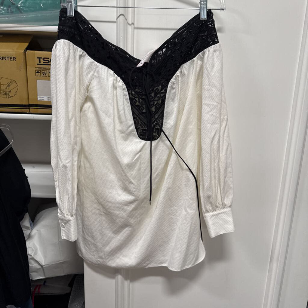 White/Black Cotton Lace Top