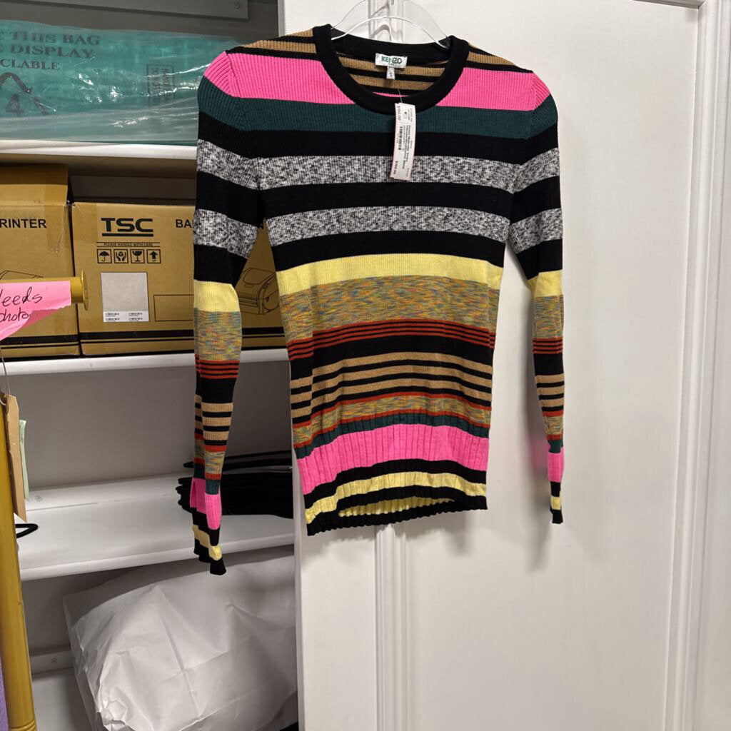Multicolor Stripe Viscose/Wool/Cotton Blend Sweater