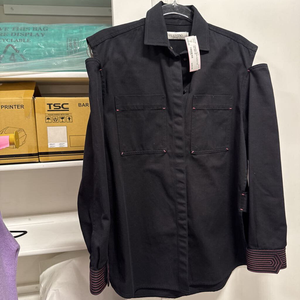 Black Cotton Cut Out Shirt