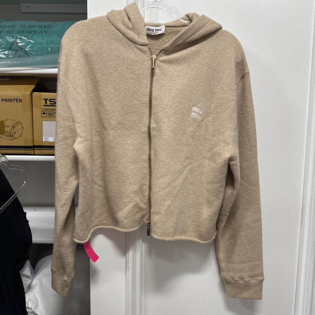 2024 Beige Cashmere Logo Zip Jacket (3150)