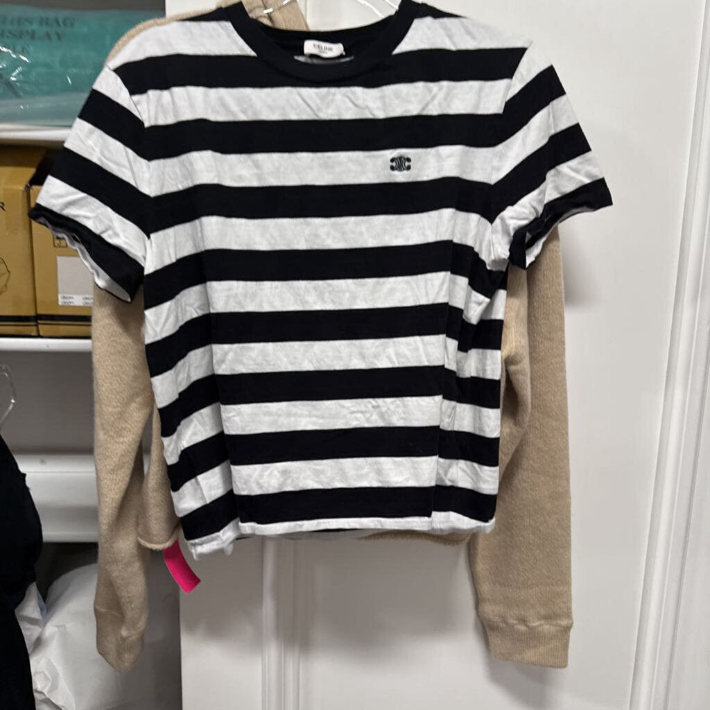 Black/White Cotton Stripe Tee