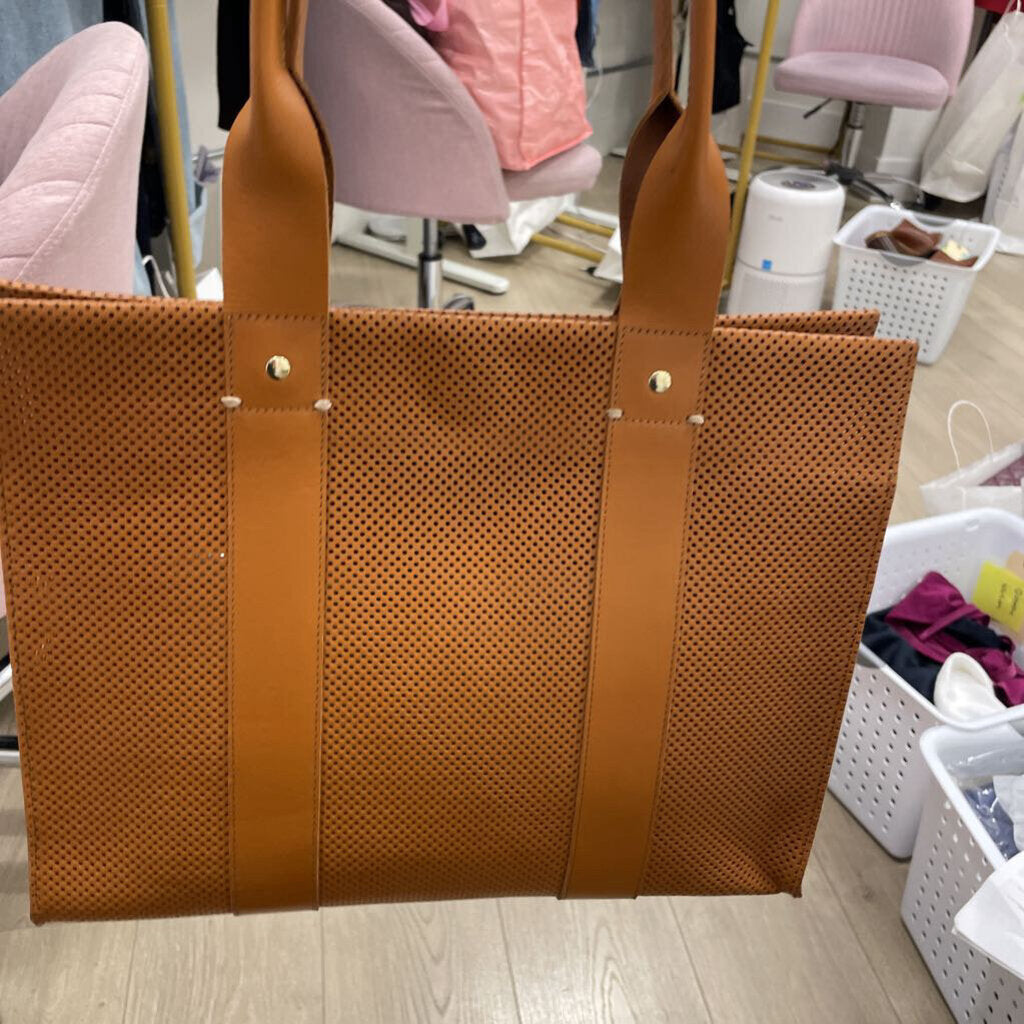 Lt Brown Leather Perforated Tote