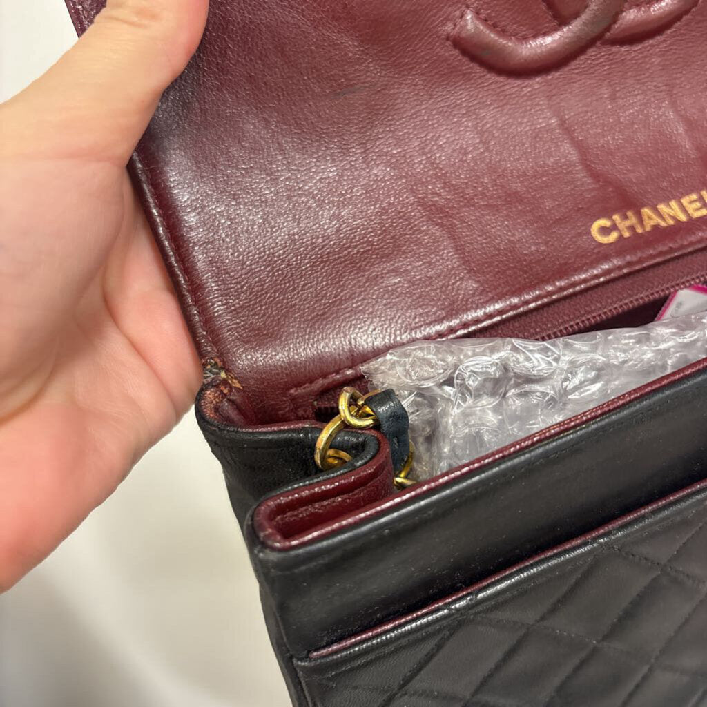 91-94 Black Leather Flap Bag (as is flap)