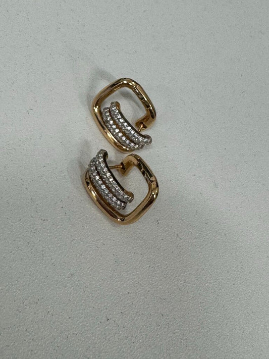 18k Rose Gold Diamond Coil Huggie Earrings