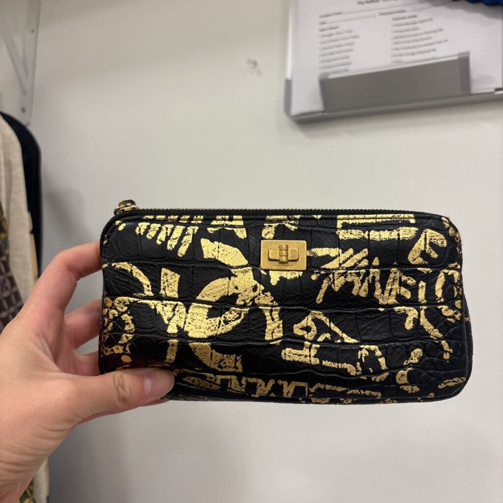 Black/GoldReissue Double Zip Wallet