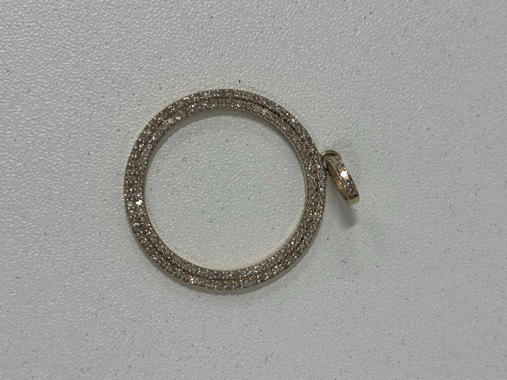 Gold Pave Diamond Circle Pendant