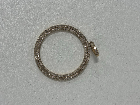 Gold Pave Diamond Circle Pendant