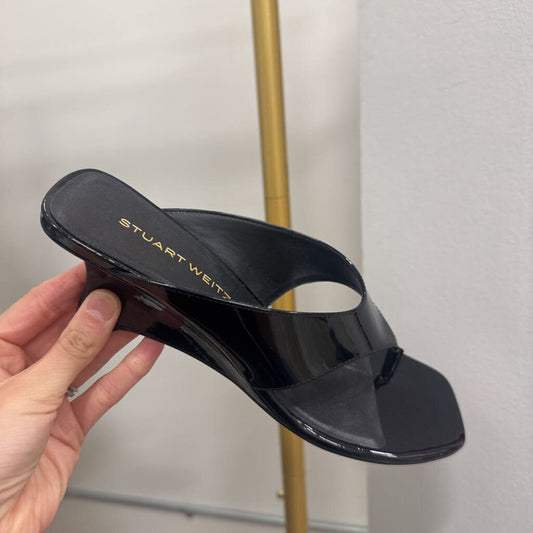 Black Patent Flip Flop Wedges