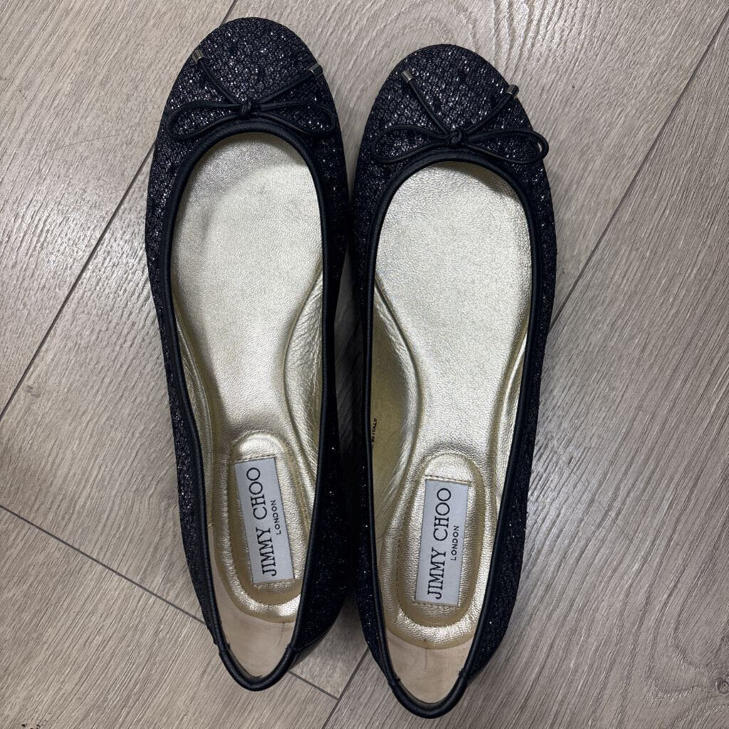 Jimmy Choo Silver Glitter Ballet Flat