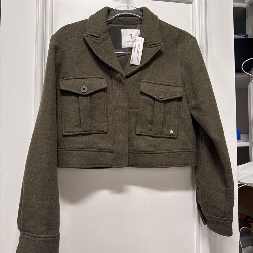 Green Wool Blend Crop Jacket