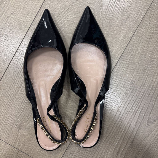 Black Patent Leather Slingback Flat (AS IS toe)