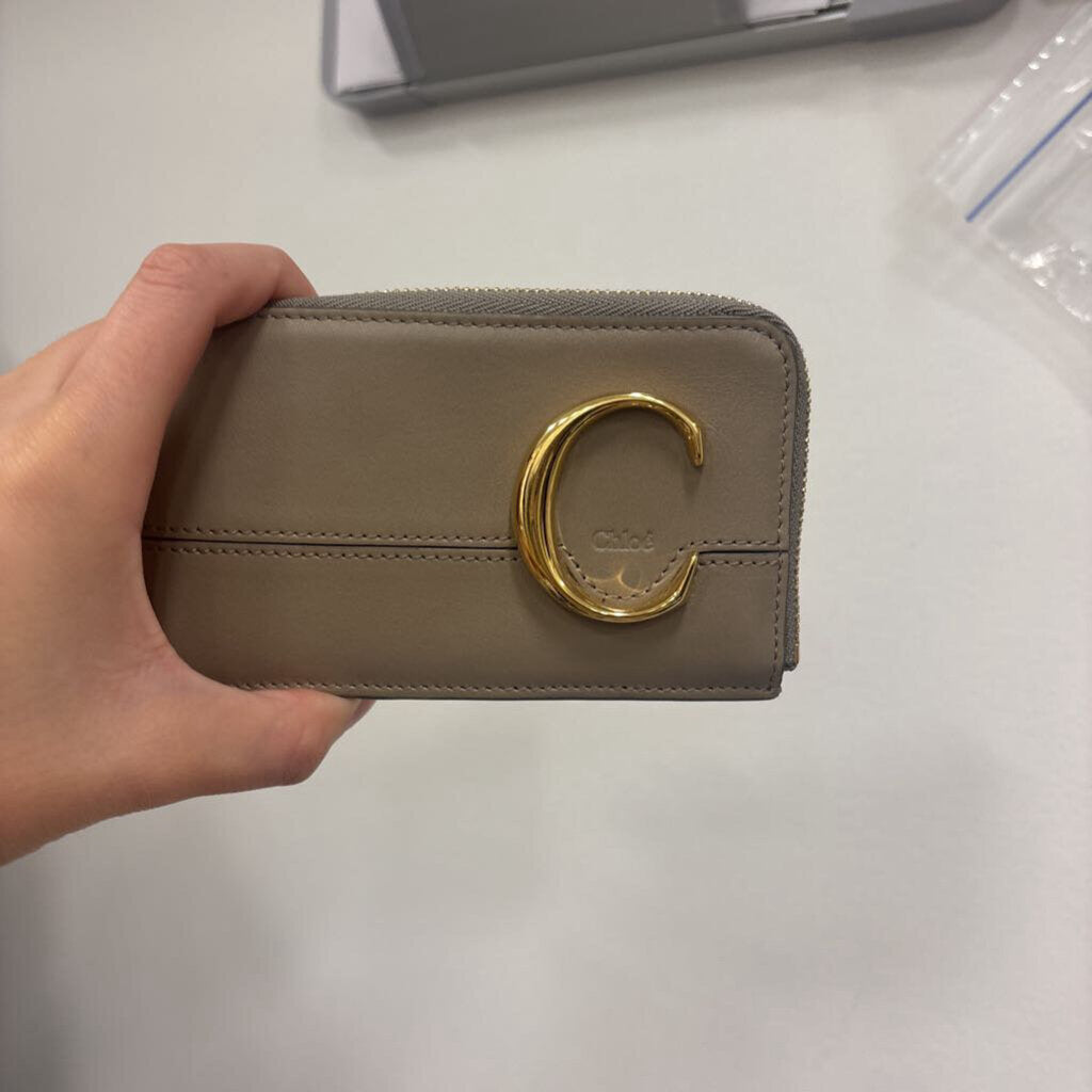 Taupe Leather Card Case