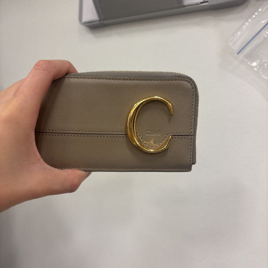 Taupe Leather Card Case
