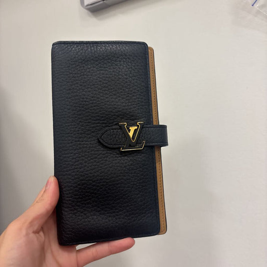 Black Leather LV Fold Wallet