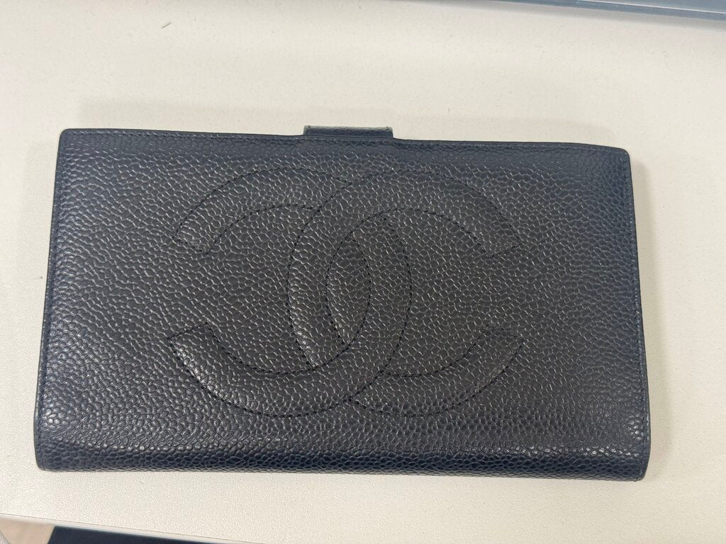 Black Caviar Leather CC Wallet