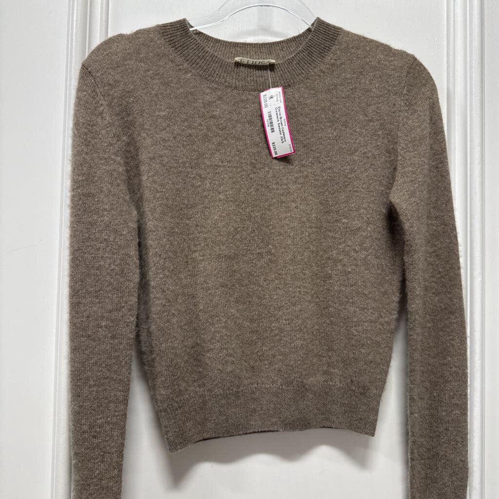 Brown Cashmere Crewneck Sweater