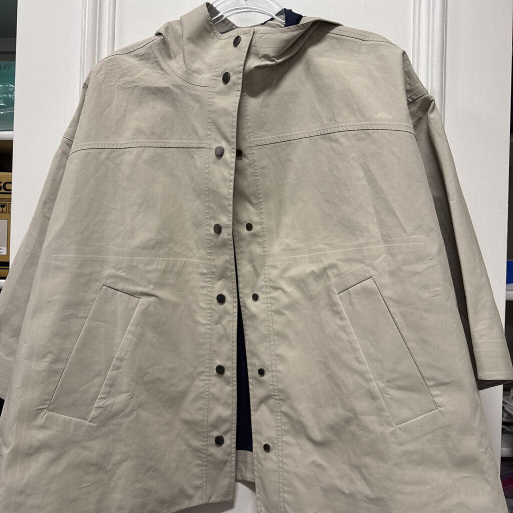 Beige Cotton Hooded Jacket