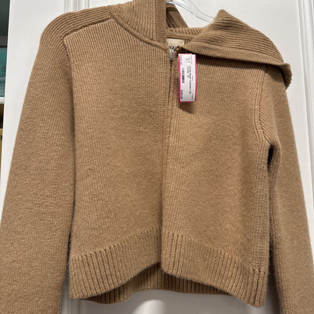 Beige Cashmere Zip Hoodie