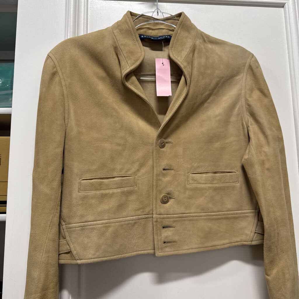 Vintage Beige Suede Cropped Jacket