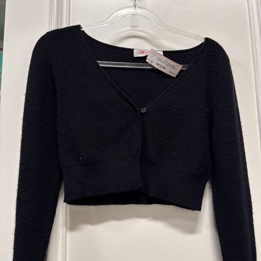 Black Cashmere Cropped Cardigan