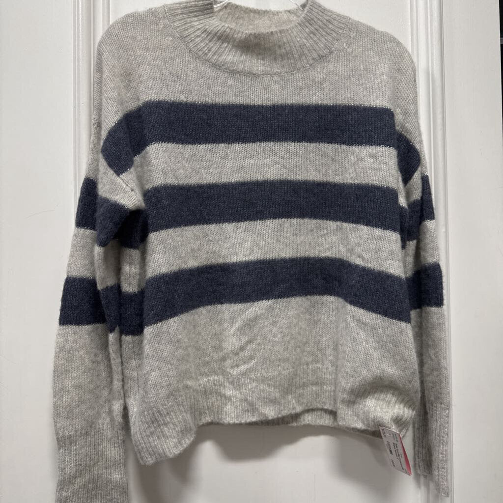 Grey/Blue Cashmere/Silk Striped Sweater