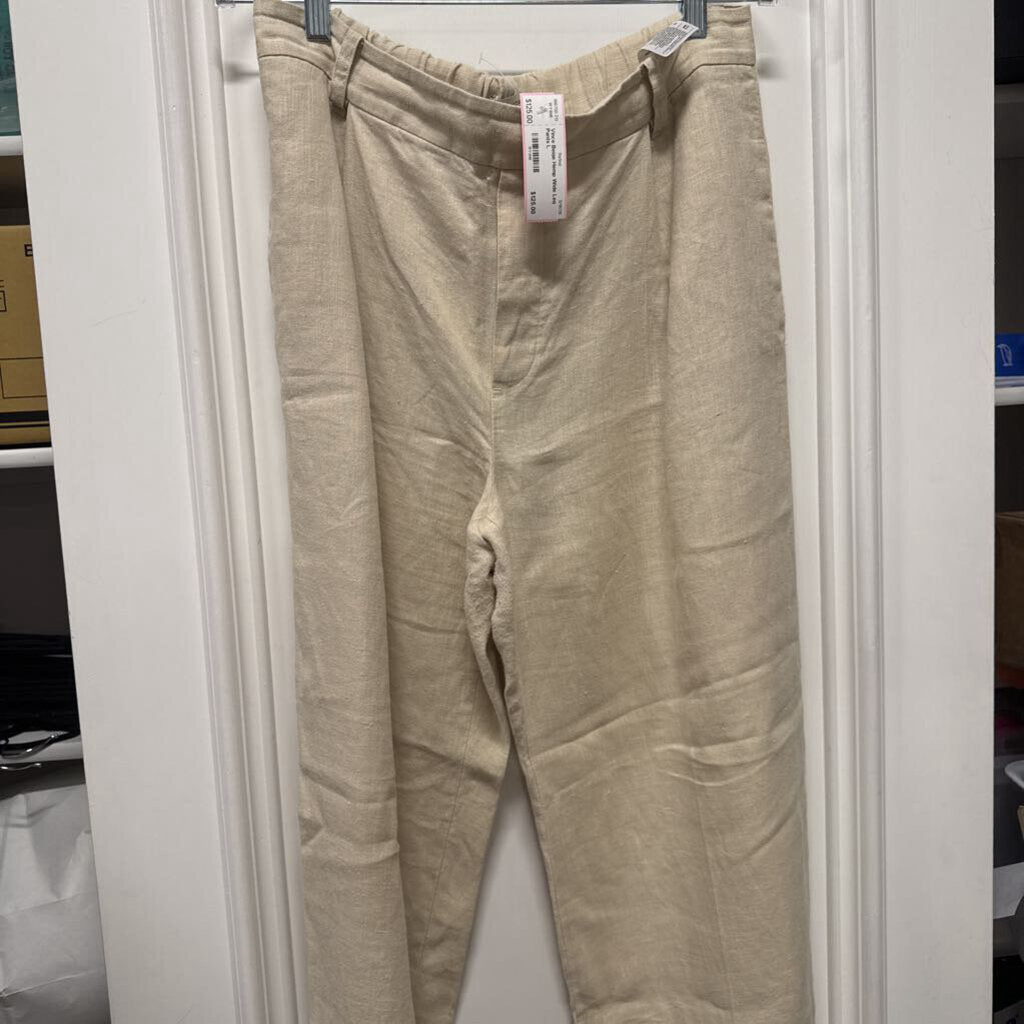Beige Hemp Wide Leg Pants