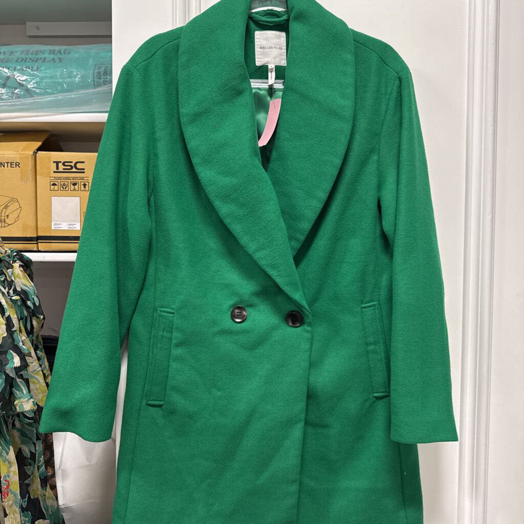 Green Poly Pea Coat