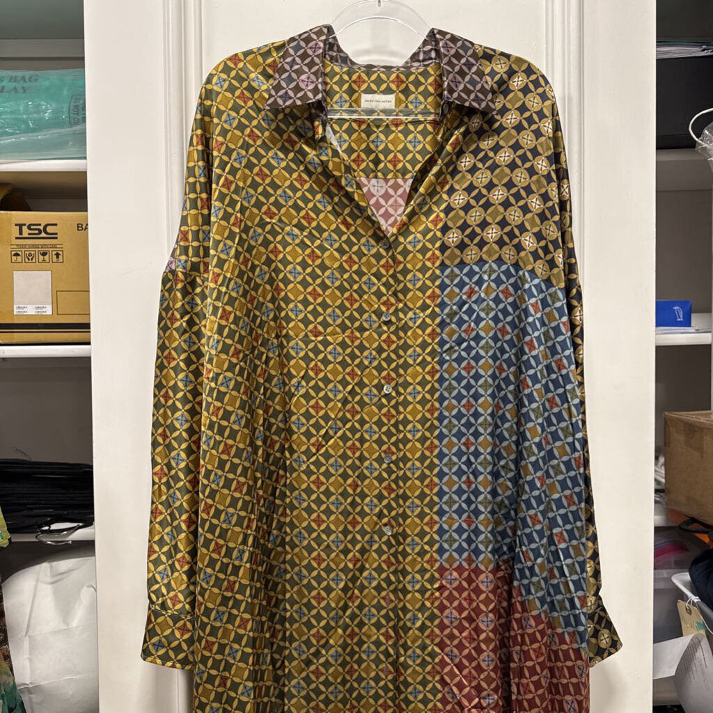 Multicolor Silk Pattern Shirt Dress (r. 1240)