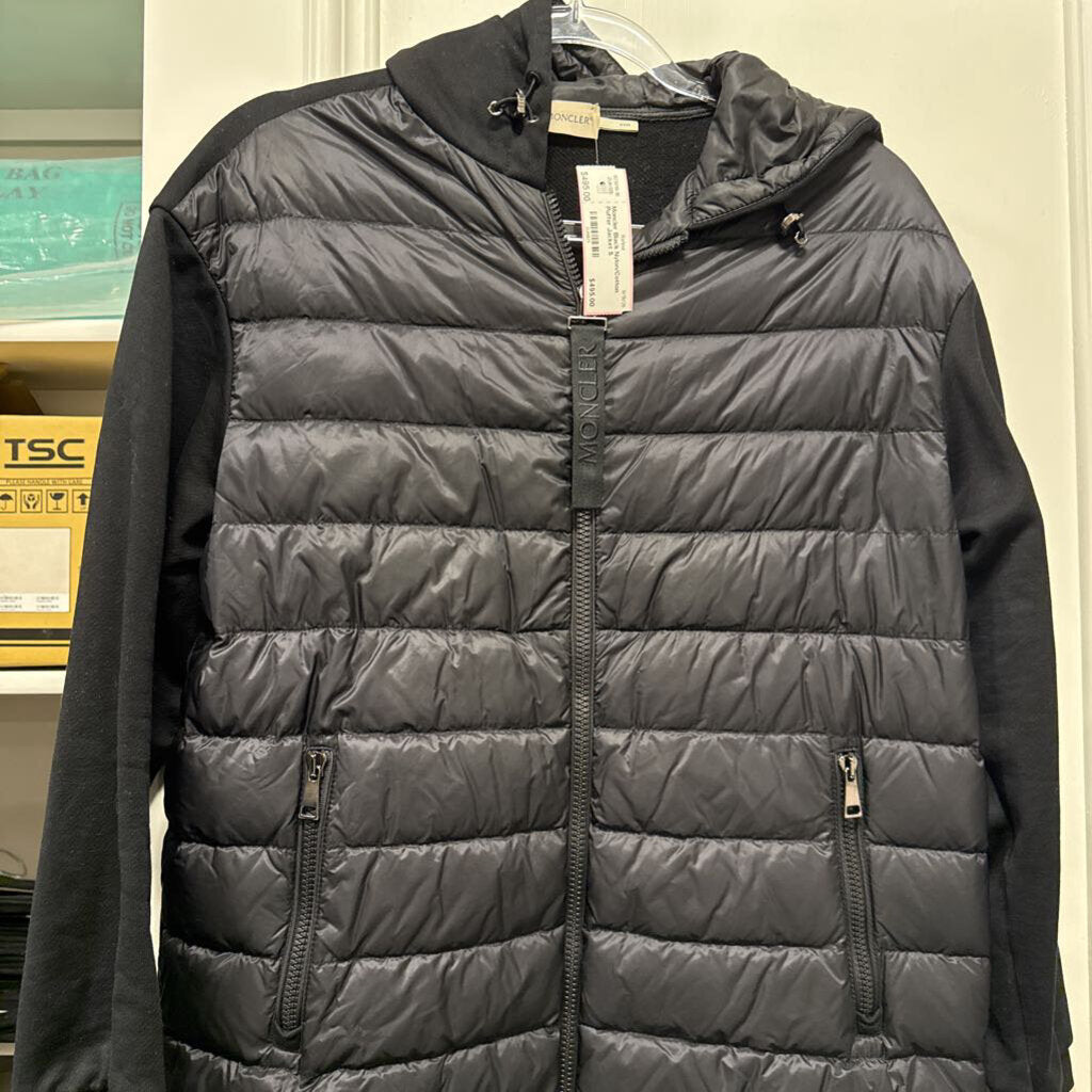 Black Nylon/Cotton Puffer Jacket