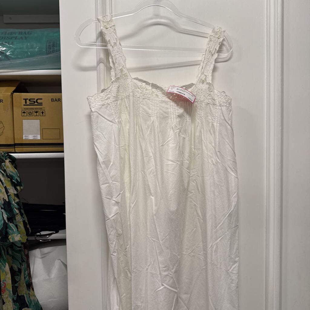 White Cotton Lace Trim Maxi Dress