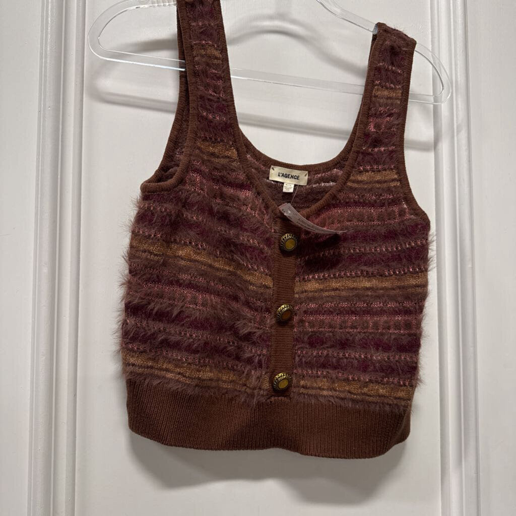 Brown/Burgundy Cotton Blend Sweater Tank