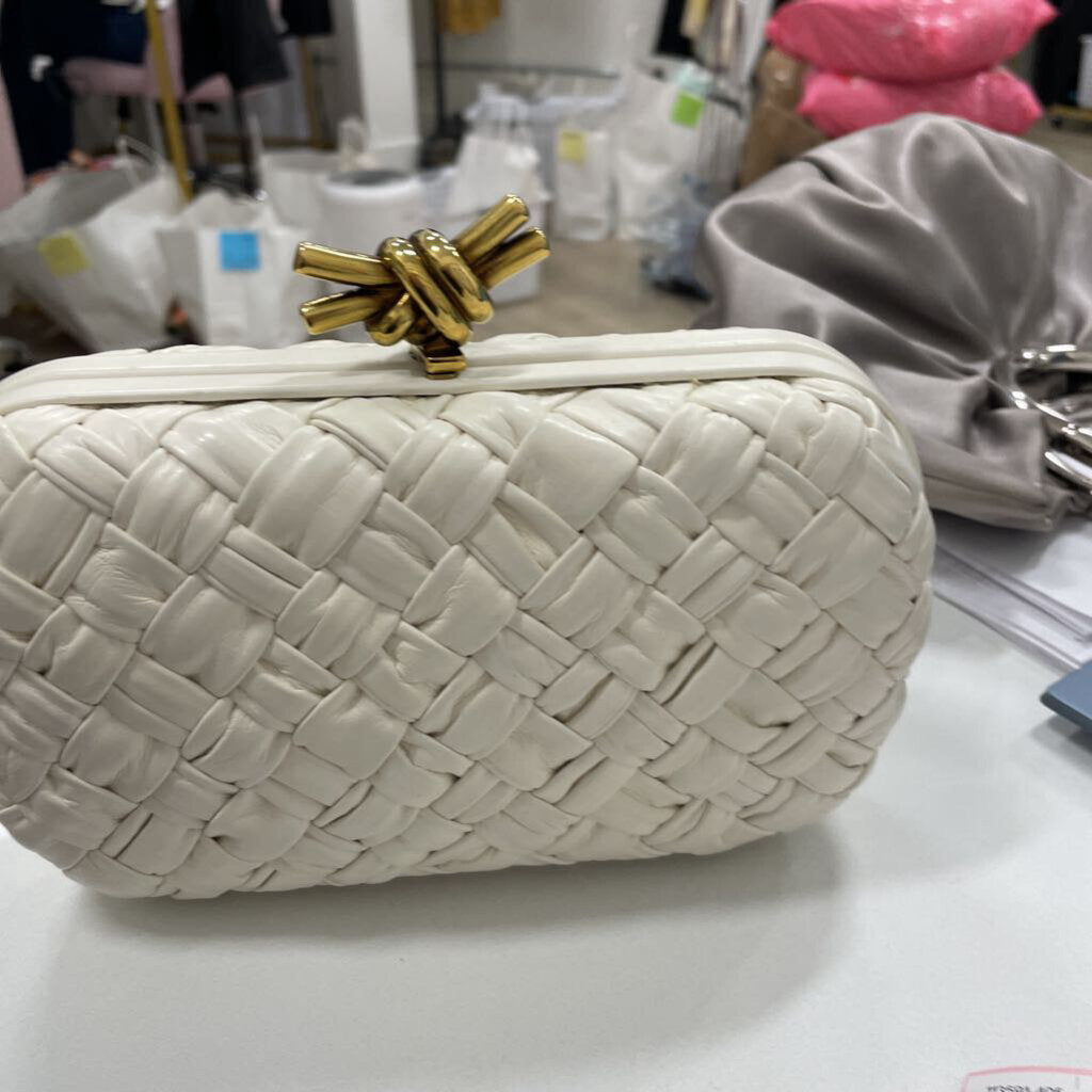 White Woven Knot Clutch