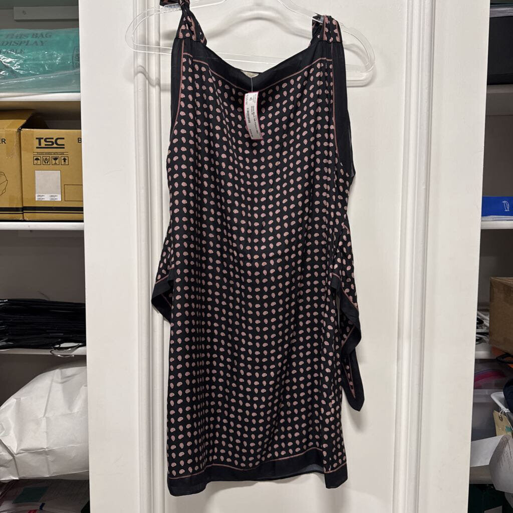 Black Silk Pattern Mini Dress